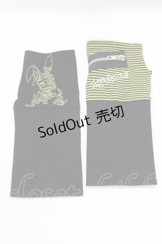 画像1: ALGONQUINS / アームカバー  黒×黄 H-26-04-17-047-AL-ZA-AK-ZH (1)