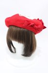 画像1: Hoshibako Works / ストロベリー・リボンブーケ　いちご刺繍ベレー 直径:25cm/頭周り:57cm レッド H-26-04-17-1005-LO-AC-NS-ZH (1)