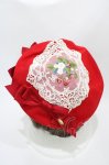 画像2: Hoshibako Works / ストロベリー・リボンブーケ　いちご刺繍ベレー 直径:25cm/頭周り:57cm レッド H-26-04-17-1005-LO-AC-NS-ZH (2)