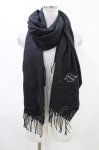 画像1: Jamie エーエヌケー / ロゴ刺繍ストール  ブラック H-26-04-17-1006-LO-ZA-NS-ZH (1)