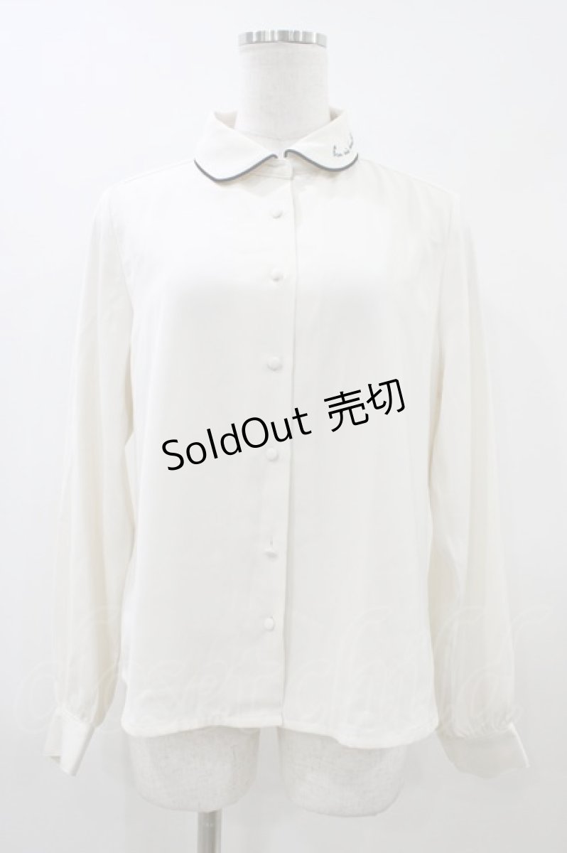 画像1: Fi.n.t / ロゴ刺繍パイピング衿シャツ Free IVORY H-26-04-17-1041-CA-BL-NS-ZH (1)