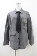 画像1: Diable baiser / 2Wayスリーブネクタイ付オーバーブラウス M グレー H-26-04-17-1052-GO-BL-NS-ZH (1)