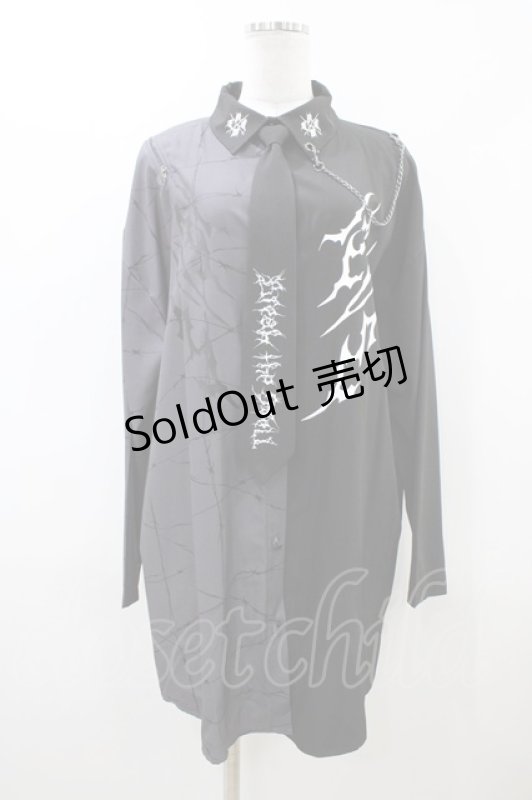 画像1: NOEMIE / 鉄線配色ユニセックスシャツ M ブラック H-26-04-17-1056-LO-BL-NS-ZH (1)