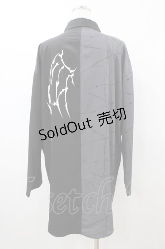 画像2: NOEMIE / 鉄線配色ユニセックスシャツ M ブラック H-26-04-17-1056-LO-BL-NS-ZH (2)