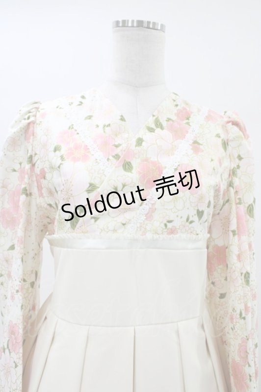 画像4: marcHenromanTica / 夢桜袴風ワンピース Free 白百合色 H-26-04-17-1013-LO-OP-NS-ZH (4)