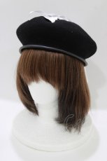 画像1: HELL CAT PUNKS / レースアップベレー帽  黒×白 H-26-04-17-070-PU-AC-KB-ZH (1)