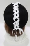 画像2: HELL CAT PUNKS / レースアップベレー帽  黒×白 H-26-04-17-070-PU-AC-KB-ZH (2)