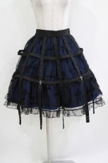 画像1: Moi-meme-Moitie / 十字架フロッキー鳥籠スカート  黒×青 H-26-04-17-009-MO-SK-AK-ZH (1)