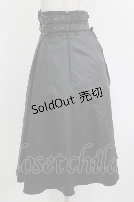 画像2: Moi-meme-Moitie / クロスローズ合皮スカート  黒×青 H-26-04-17-022-MO-SK-AK-ZH (2)
