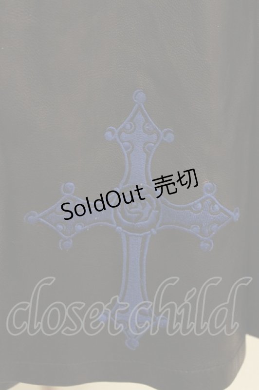 画像4: Moi-meme-Moitie / クロスローズ合皮スカート  黒×青 H-26-04-17-022-MO-SK-AK-ZH (4)