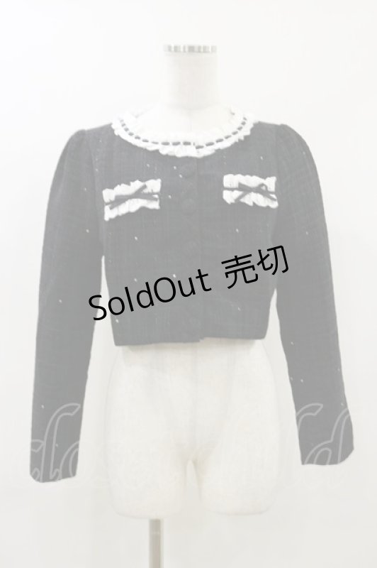 画像1: pium / コットンフリルツイードジャケット Free ブラック H-26-04-18-007-0-JA-NS-ZH (1)