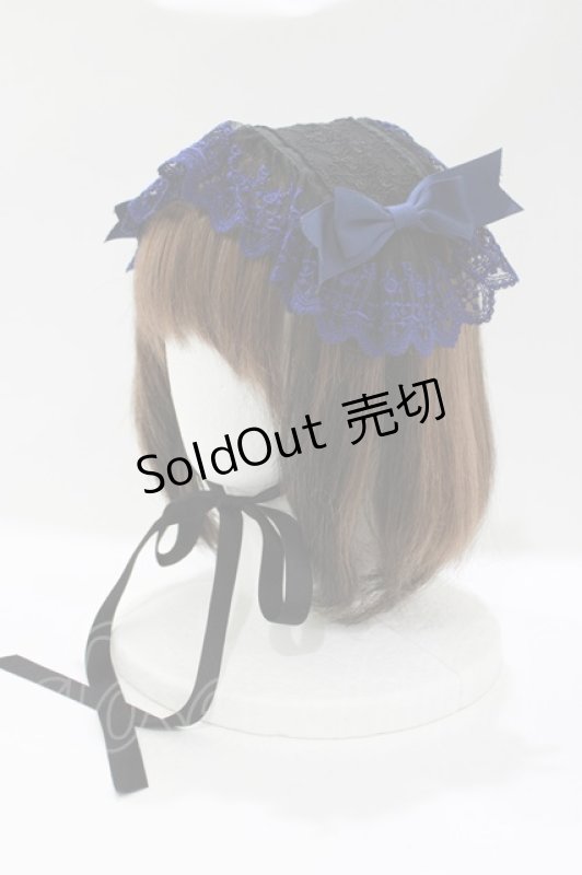 画像1: Moi-meme-Moitie / クロスアーチレースツイルヘッドドレス  黒×青 H-26-04-18-1001-MO-AC-KB-ZH (1)