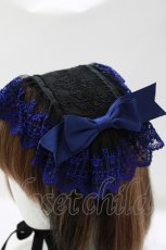 画像2: Moi-meme-Moitie / クロスアーチレースツイルヘッドドレス  黒×青 H-26-04-18-1001-MO-AC-KB-ZH (2)