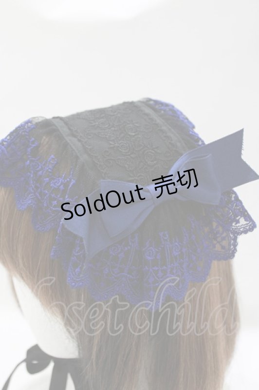 画像2: Moi-meme-Moitie / クロスアーチレースツイルヘッドドレス  黒×青 H-26-04-18-1001-MO-AC-KB-ZH (2)