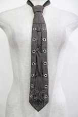 画像1: Ozz Croce / スカル刺繍チェーンストライプネクタイ  茶系 H-26-04-18-1002-OO-ZA-KB-ZH (1)