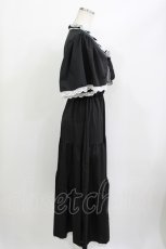 画像2: MR corset / ティアードロングワンピース  ブラック×ホワイト H-26-04-18-1024-PU-OP-KB-ZH (2)