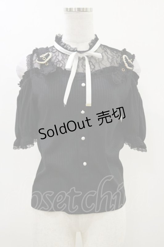 画像1: Rojita / ハートバックルレース切替テレコトップス Free ブラック H-26-04-18-002-LO-TO-NS-ZH (1)