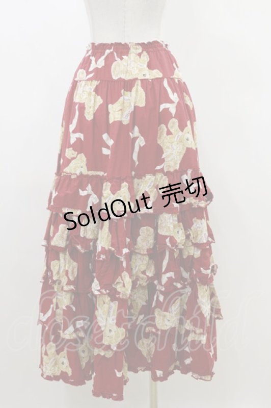 画像2: PINK HOUSE / テディベア柄スカート FREE レッド H-26-04-18-017-LO-SK-YZ-ZH (2)