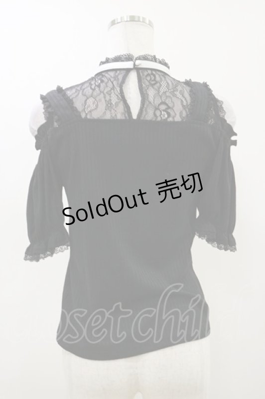 画像2: Rojita / ハートバックルレース切替テレコトップス Free ブラック H-26-04-18-002-LO-TO-NS-ZH (2)