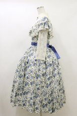 画像3: Innocent World / 薔薇と蕾のショール風ワンピース L 薔薇柄ブルー/Rose pattern Blue H-26-04-18-021-IW-OP-NS-ZH (3)