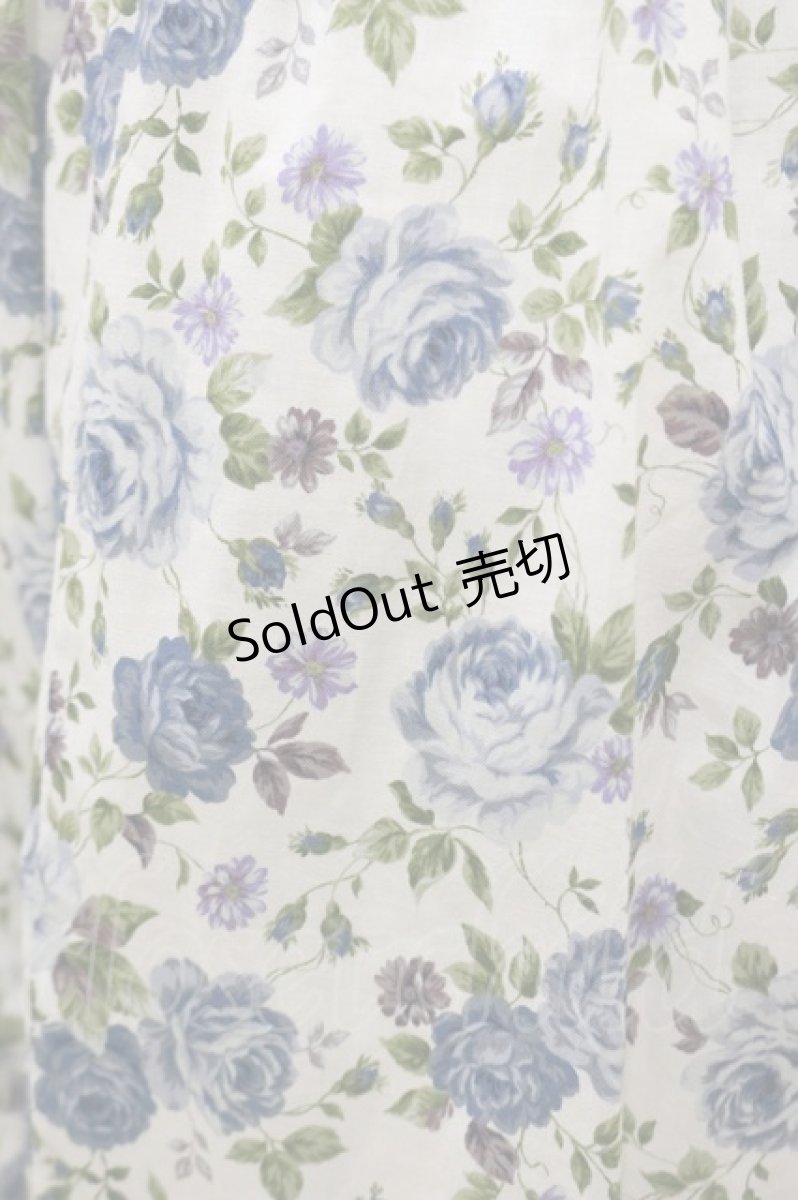 画像4: Innocent World / 薔薇と蕾のショール風ワンピース L 薔薇柄ブルー/Rose pattern Blue H-26-04-18-021-IW-OP-NS-ZH (4)