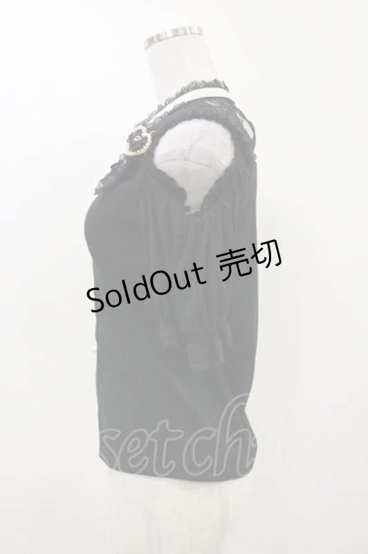 画像3: Rojita / ハートバックルレース切替テレコトップス Free ブラック H-26-04-18-002-LO-TO-NS-ZH (3)