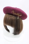 画像1: Enchantlic Enchantilly / ロゴプリントベレー帽  ワイン H-26-04-19-1001-LO-AC-NS-ZH (1)