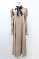 画像1: EATME / ボウタイマキシワンピース M ベージュ H-26-04-19-1029-LO-OP-NS-ZH (1)