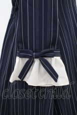 画像3: axes femme POETIQUE / 袖リボンフリルストライプワンピース M ネイビー H-26-04-19-1038-AX-OP-NS-ZH (3)