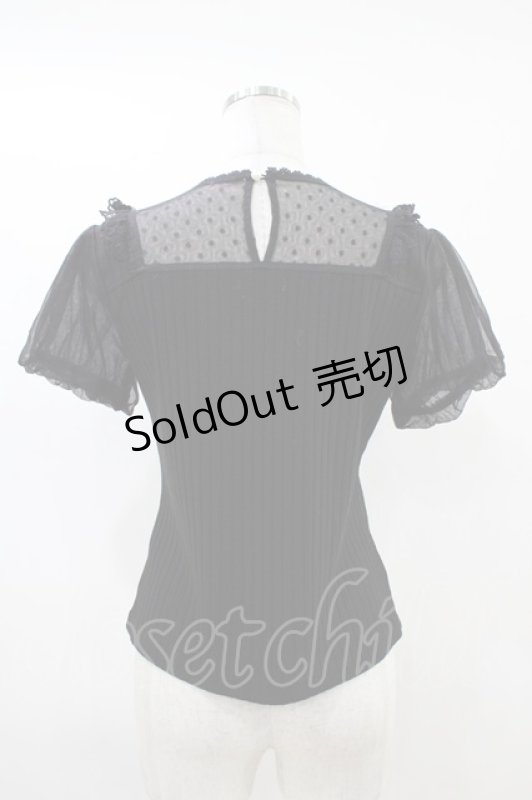 画像2: axes femme POETIQUE / 蝶ステッチ切替トップス M ブラック H-26-04-19-1045-AX-TO-NS-ZH (2)