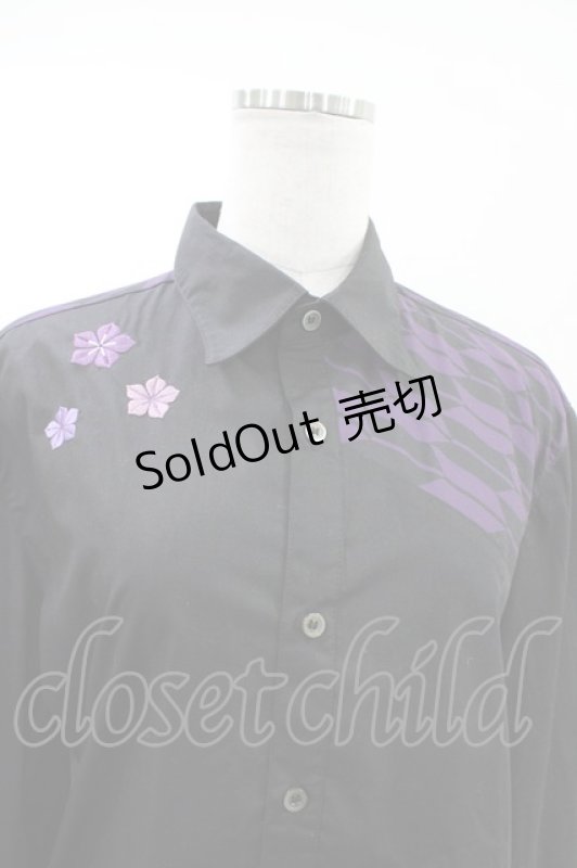 画像3: AXES-X / 矢羽根ＰＴ＆桔梗刺繍シャツ M ブラック H-26-04-19-1047-LO-TO-NS-ZH (3)