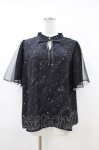 画像1: axes femme / 星座柄チュール重ね袖ブラウス M ブラック H-26-04-19-1049-AX-BL-NS-ZH (1)