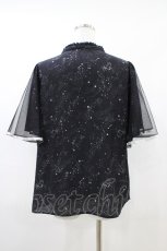 画像2: axes femme / 星座柄チュール重ね袖ブラウス M ブラック H-26-04-19-1049-AX-BL-NS-ZH (2)