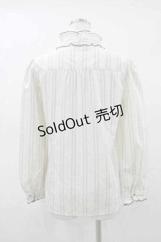 画像2: axes femme / 音符ブローチ付きストライプブラウス M アイボリー H-26-04-19-1054-AX-BL-NS-ZH (2)