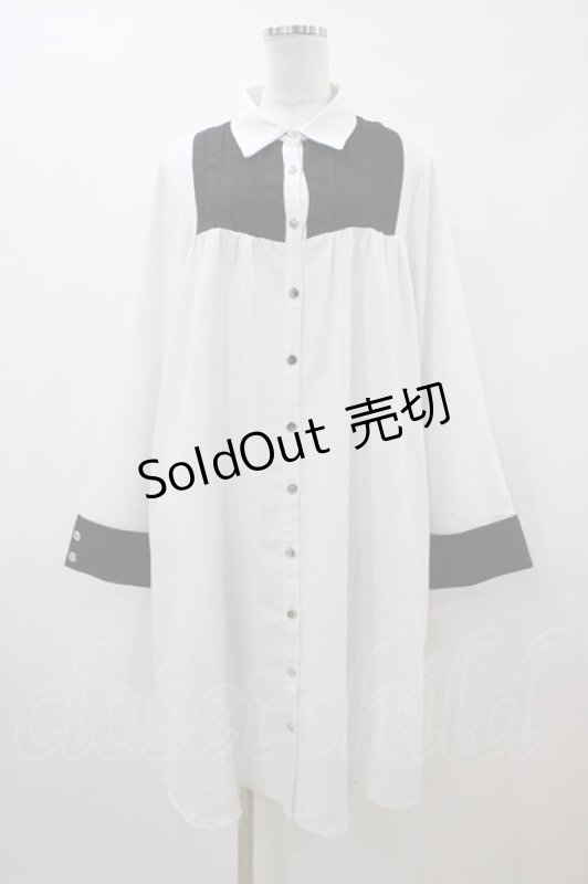 画像1: IRO+IRO / バイカラーシャツ Free オフ/ブラック H-26-04-19-1055-LO-BL-NS-ZH (1)