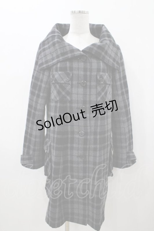 画像1: PEACE NOW / チェックボタンコート M グレー H-26-04-19-2031-PU-CO-AK-ZH (1)