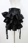 画像2: REFLEM / 異素材ミックスベロアフリルスカート  ブラック H-26-04-19-2006-PU-SK-KB-ZH (2)