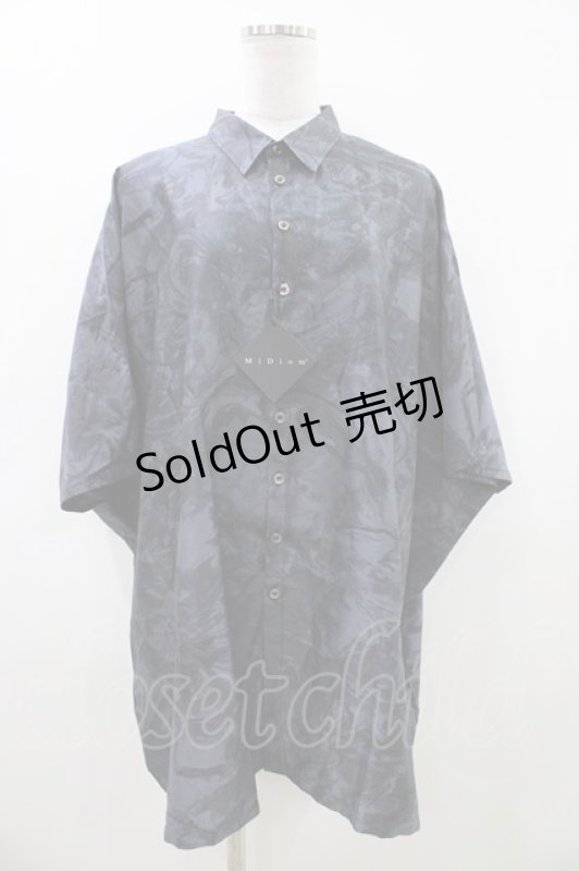 画像1: MiDiom / マーブルスクエアシャツ M 黒 H-26-04-19-2019-PU-BL-AK-ZH (1)