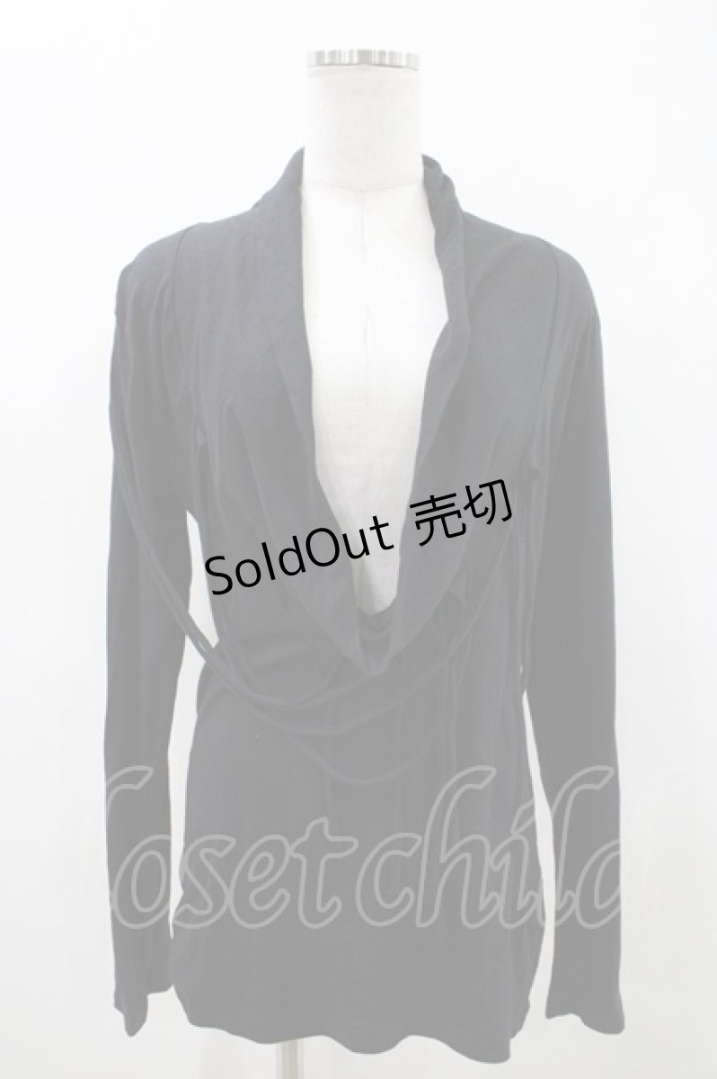 画像1: BPN FOR MEN / ドレープカットソー M 黒 H-26-04-19-2024-GO-TO-AK-ZH (1)