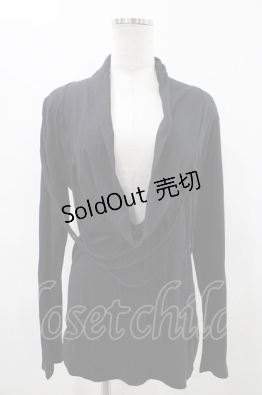 画像1: BPN FOR MEN / ドレープカットソー M 黒 H-26-04-19-2024-GO-TO-AK-ZH (1)