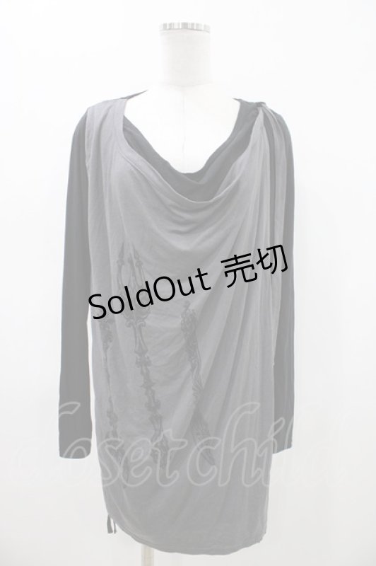 画像1: BPN / ドレープレイヤードカットソー M 黒×グレー H-26-04-19-2025-GO-TO-AK-ZH (1)