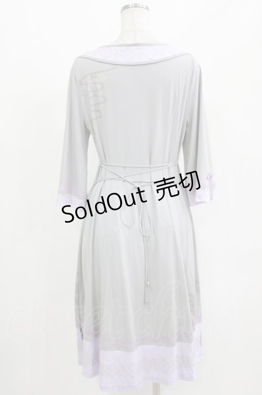 画像3: Ozz oneste / 枝垂れ桜刺繍チャイナワンピース  グレー×ラベンダー H-26-04-20-024-OO-OP-KB-ZH (3)