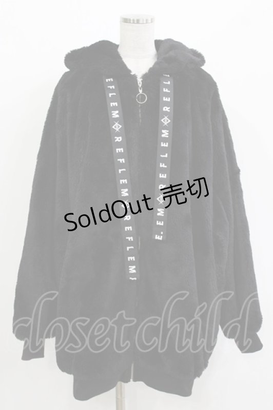 画像1: REFLEM / レースアップうさ耳ファーパーカー  ブラック H-26-04-20-039-PU-CO-KB-ZH (1)