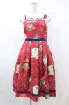 画像1: Emily Temple cute / Tick Tock Clockノースリーブワンピース  レッド H-26-04-20-1032-ET-OP-KB-ZH (1)