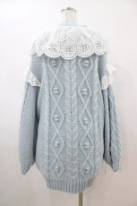 画像2: Candy Stripper / LACE COLLAR CABLE KNITワンピース  サックス H-26-04-20-1039-PU-OP-KB-ZT0517H (2)