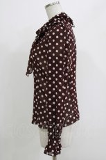 画像2: Emily Temple cute / ジョーゼットドットフリルカラーブラウス  ワイン H-26-04-20-057-ET-BL-KB-ZH (2)