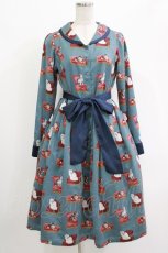 画像1: Melody BasKet / Cats castleフロントボタンワンピース M ブルーグリーン H-26-04-20-015-LO-OP-KB-ZH (1)
