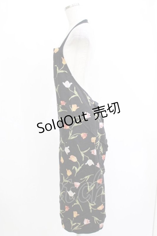 画像2: PINK HOUSE / チューリッププリントエプロン Free ブラック H-26-04-21-035-LO-OP-NS-ZH (2)