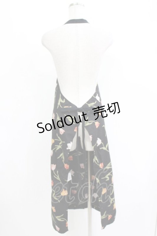 画像3: PINK HOUSE / チューリッププリントエプロン Free ブラック H-26-04-21-035-LO-OP-NS-ZH (3)