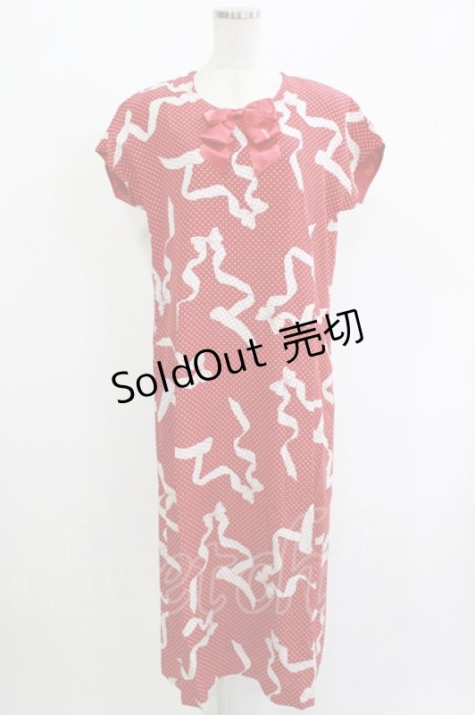 画像1: INGEBORG / ロゴリボンワンピース Free レッド H-26-04-21-037-LO-OP-NS-ZH (1)